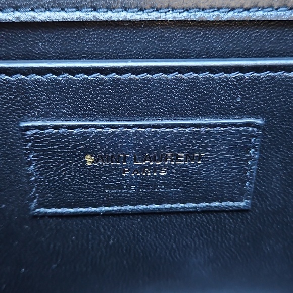 💖 YSL Saint Laurent Kate Pink Sequin Black Suede Crossbody Bag Matte Black HW - Picture 14 of 17